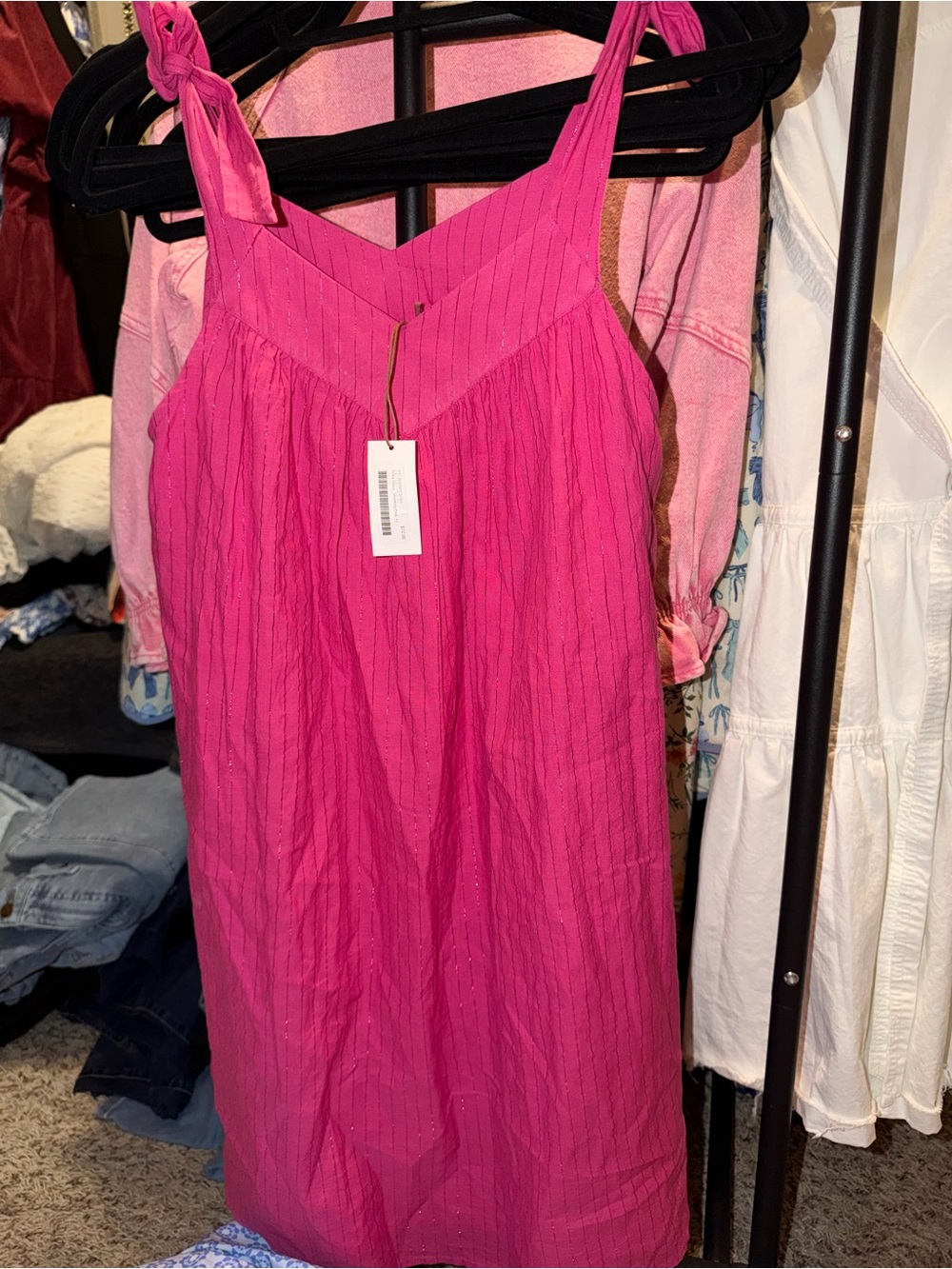 Pink Chicken Hot Pink Tie-Shoulder Mini Dress